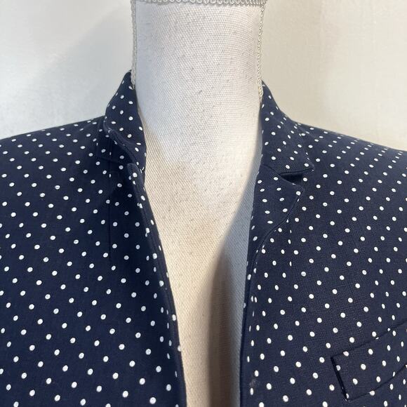 Banana Republic Regent Blazer Women's Size 8 Navy Blue Linen Polka Dot Career - Picture 3 of 9